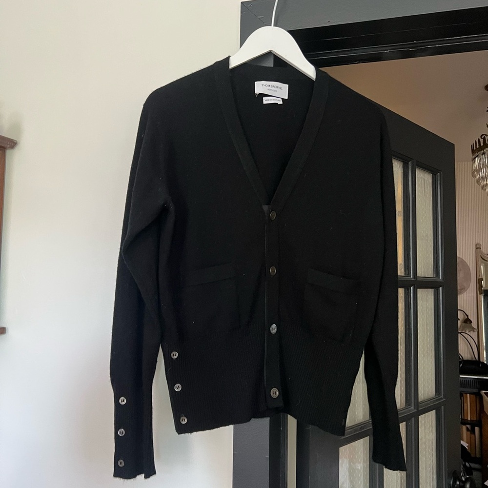 THOM BROWNE Black Cashmere Cardigan 2 Men’s S